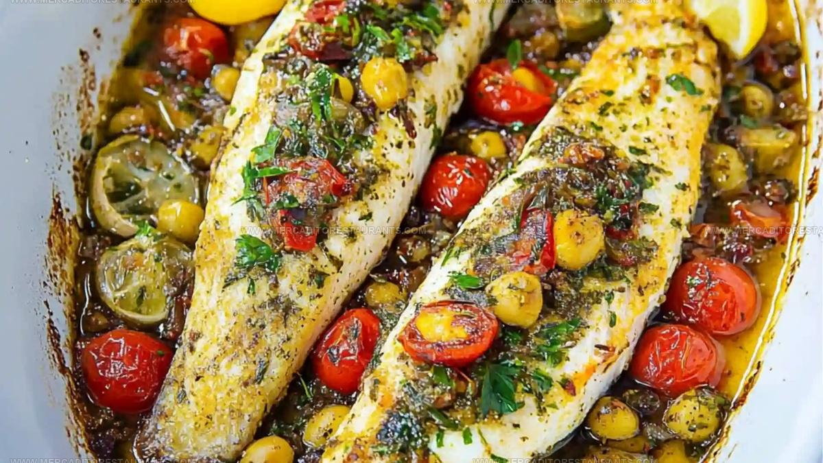 Tomato-Olive Mediterranean Fish Bake Recipe