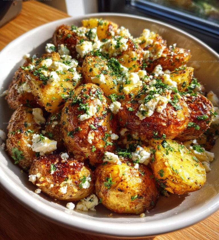 Roasted Potatoes With Baked Feta And Garlic Recipe