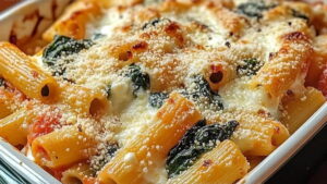 Italian-Inspired Baked Rigatoni Spinach Ricotta Recipe