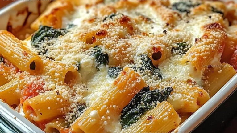 Italian-Inspired Baked Rigatoni Spinach Ricotta Recipe
