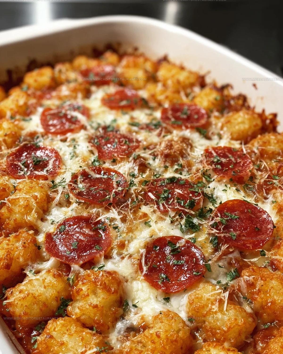 Pizza Night Pepperoni Tater Tot Casserole Recipe