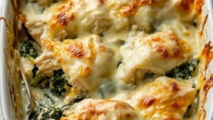Creamy Spinach Chicken Cheese Casserole Recipe