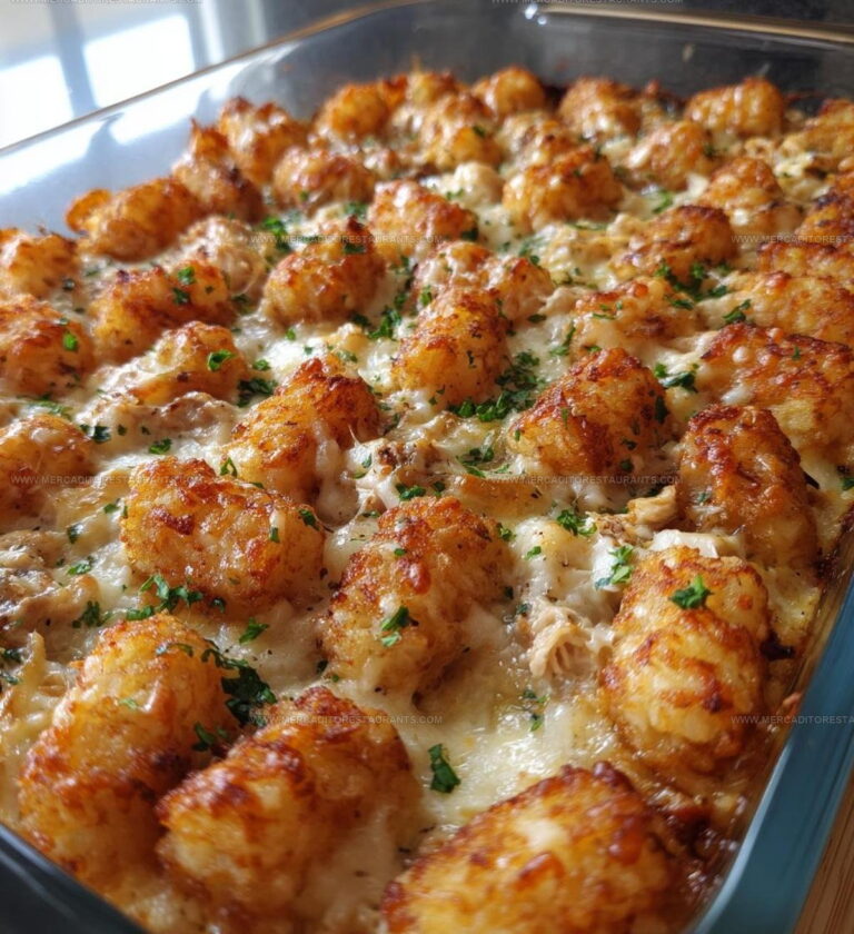 Creamy Alfredo Chicken Tater Tot Casserole Recipe