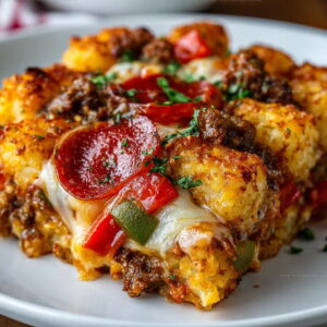 Pepperoni-Loaded Pizza Tot Casserole Recipe