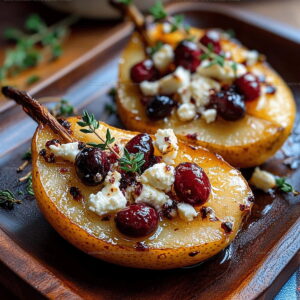 Baked Pears With Feta Honey Cranberries Recipe