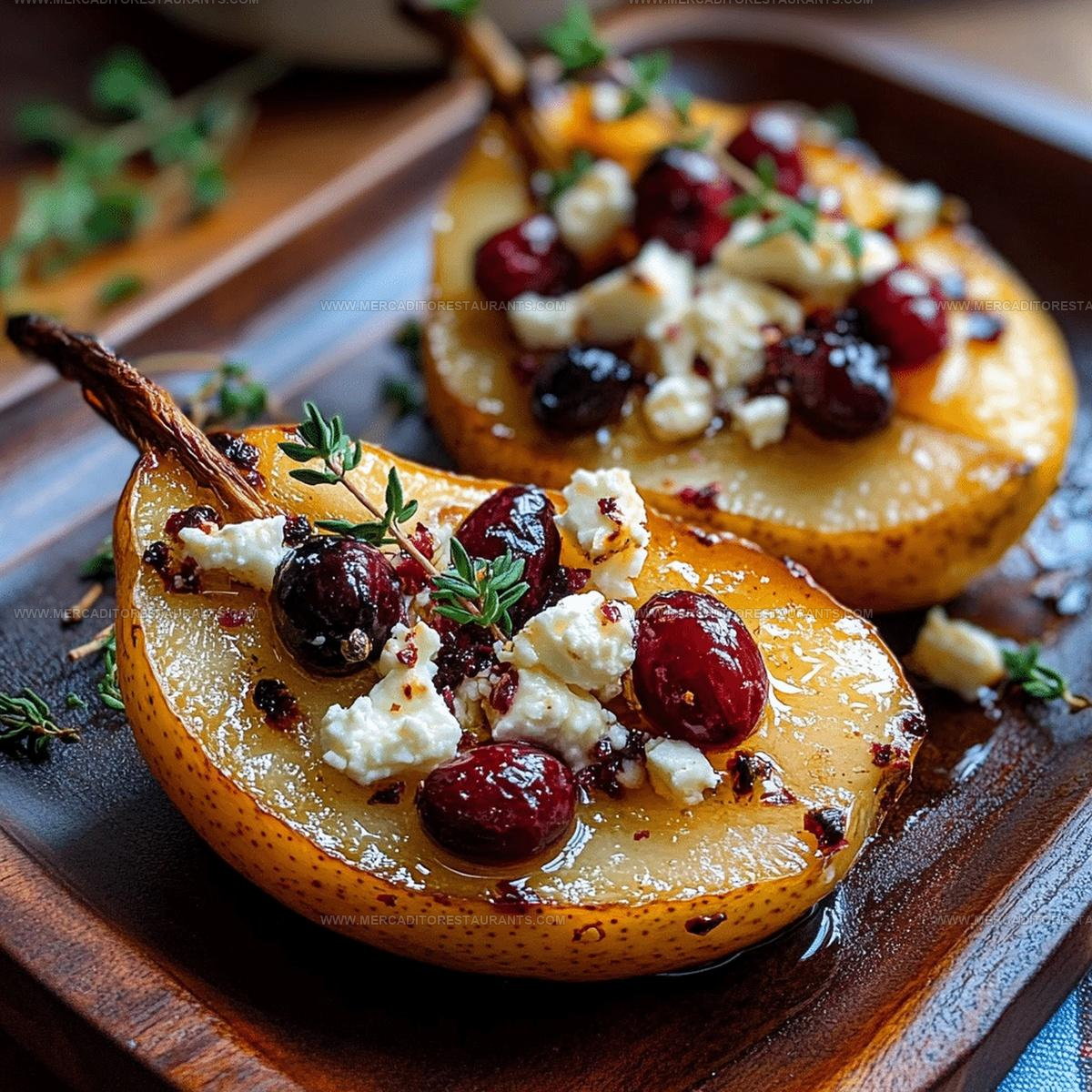 Baked Pears With Feta Honey Cranberries Recipe