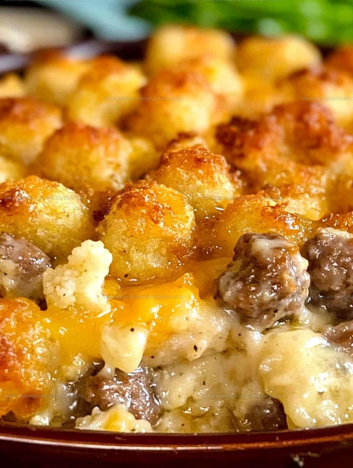Sausage Gravy Breakfast Tater Tot Casserole Recipe
