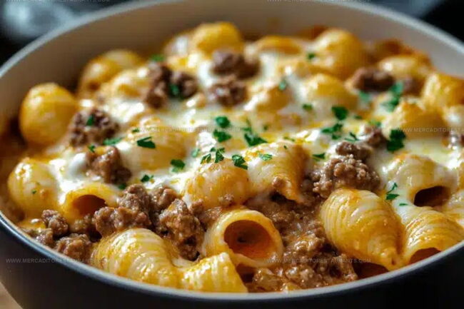 Method for the Brown, Mix, and Bake Beef Shells Casserole