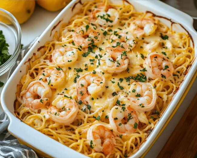 Cooking Method for Shrimp Scampi Pasta Bake