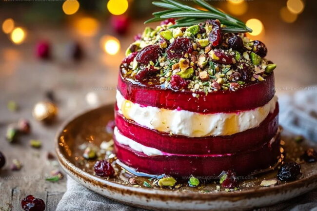 Steps for Stacking Roasted Beet Goat Cheese Towers