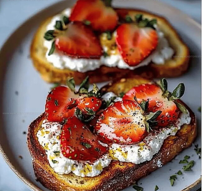 Roasted Strawberry Ricotta Toast Preparation