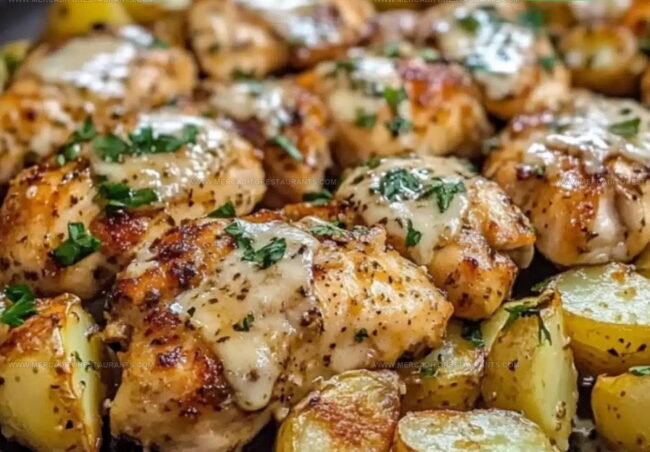 Steps Behind A Golden Garlic Parmesan Chicken Pan