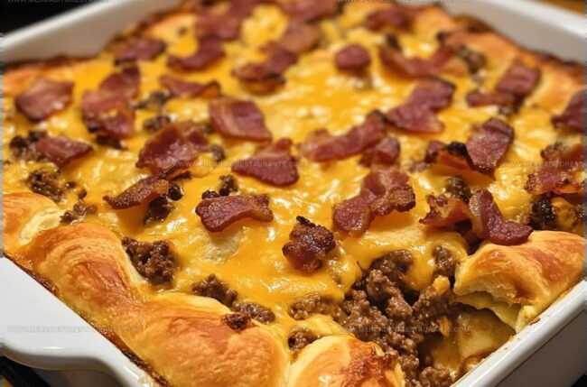 Preparation Steps for Bacon Cheeseburger Crescent Casserole