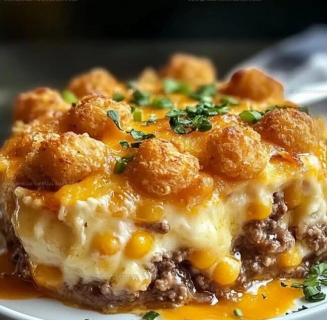 Layering and Baking Steps for Shepherd’s Pie Tot Bake