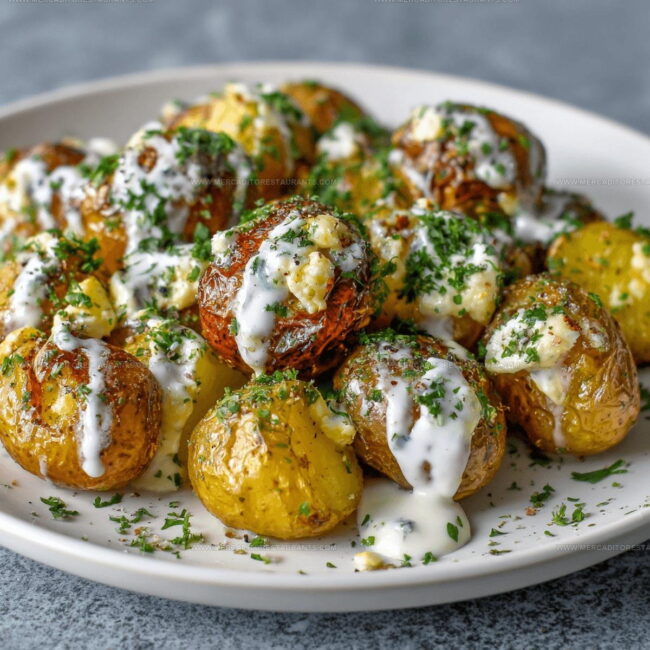 Preparing Roasted Potatoes in Melted Goat Cheese Step by Step