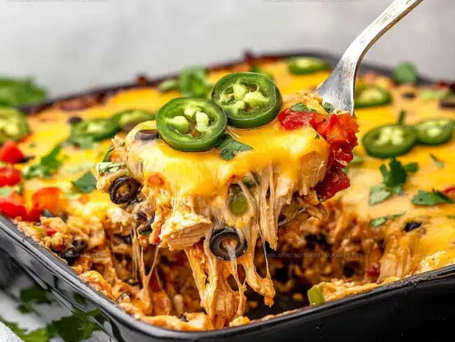 Seasoned Chicken Rice And Cheese In Burrito Layers