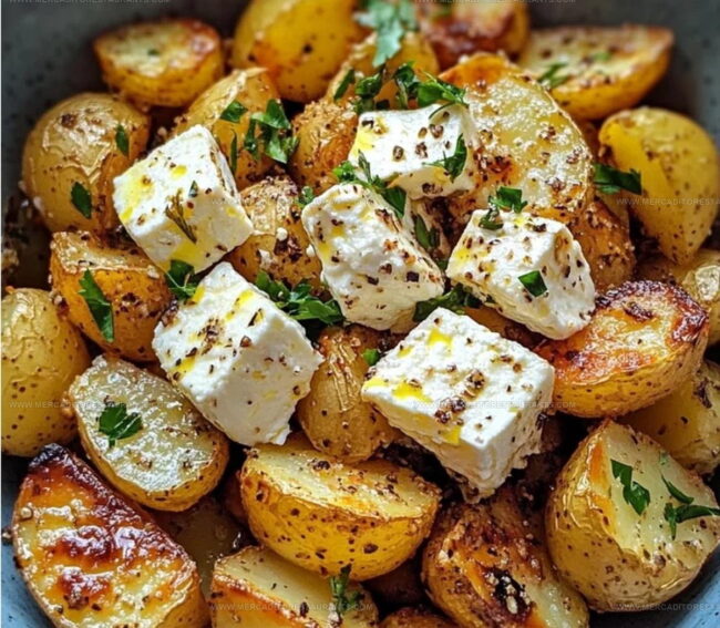 Preparing Roasted Potatoes with Feta and Garlic